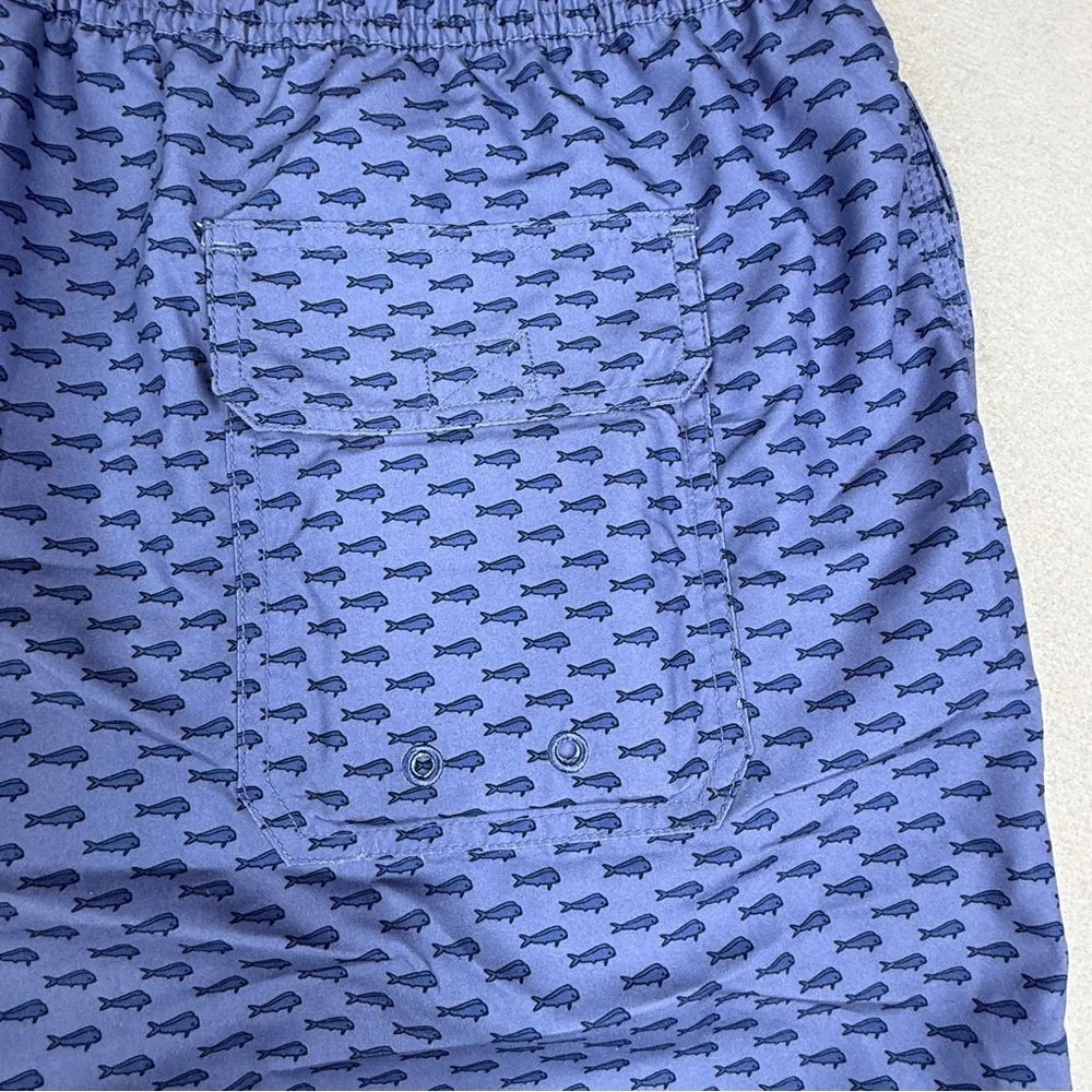 Vineyard Vines Whale Print Swim Trunks Mens XL Blue Mesh Lined Preppy